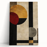 Geometric Abstract Wall Art – Vintage Gold and Burgundy Print
