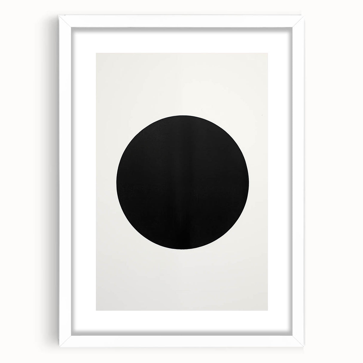 Minimalist Wall Decor – Black Circle on White Modern Abstract Canvas
