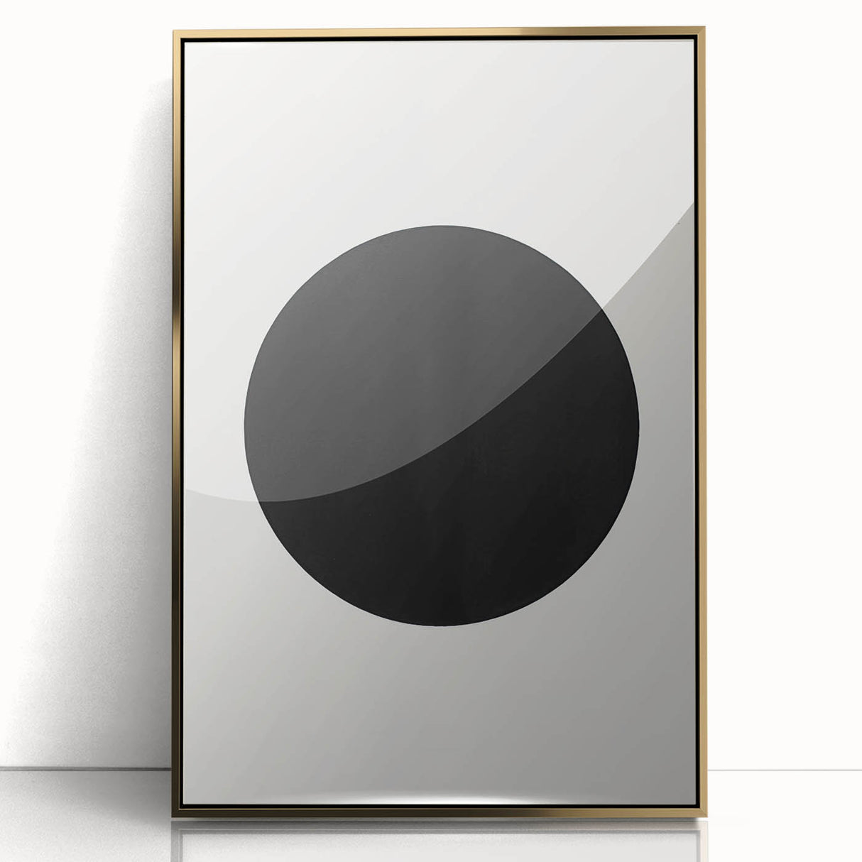 Minimalist Wall Decor – Black Circle on White Modern Abstract Canvas