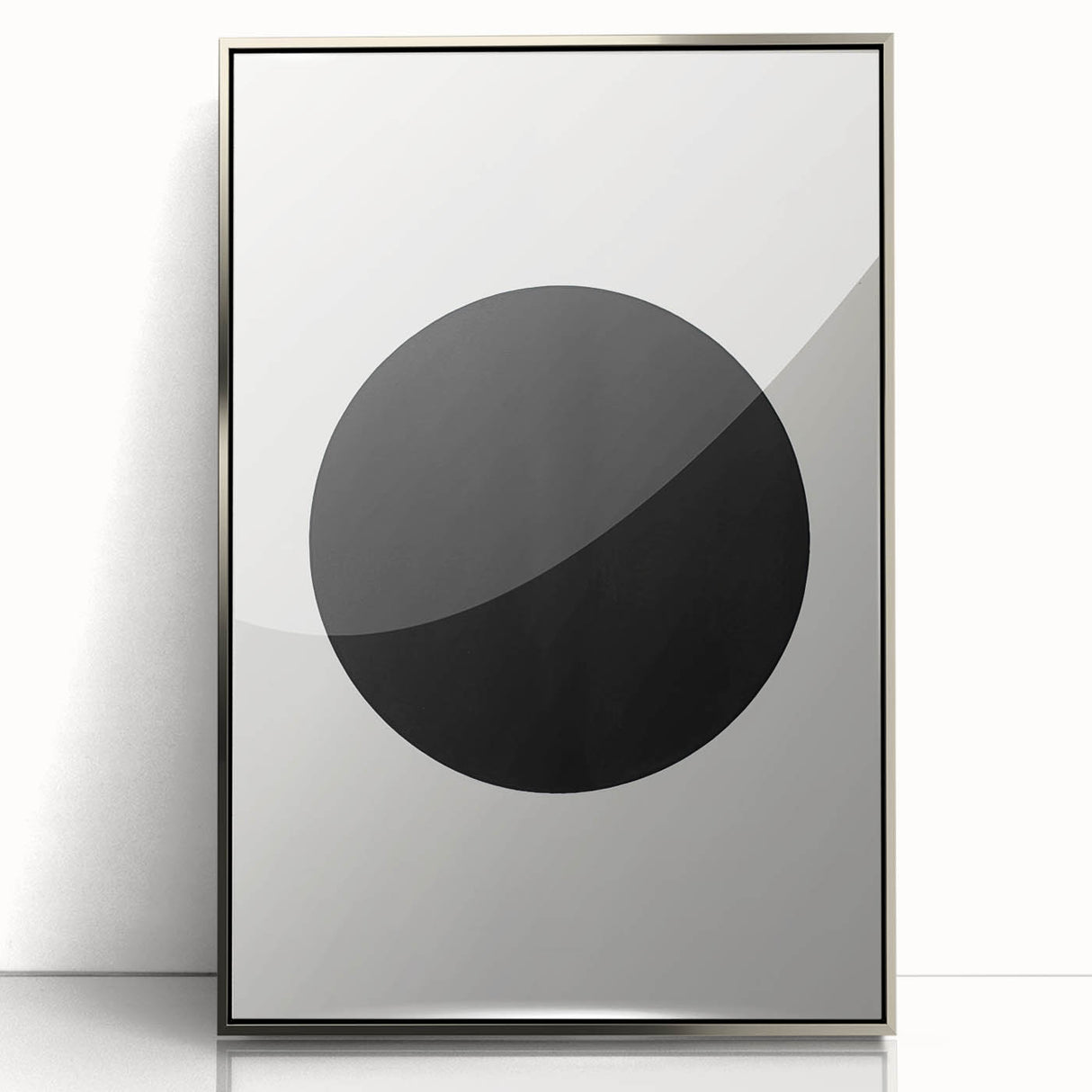 Minimalist Wall Decor – Black Circle on White Modern Abstract Canvas