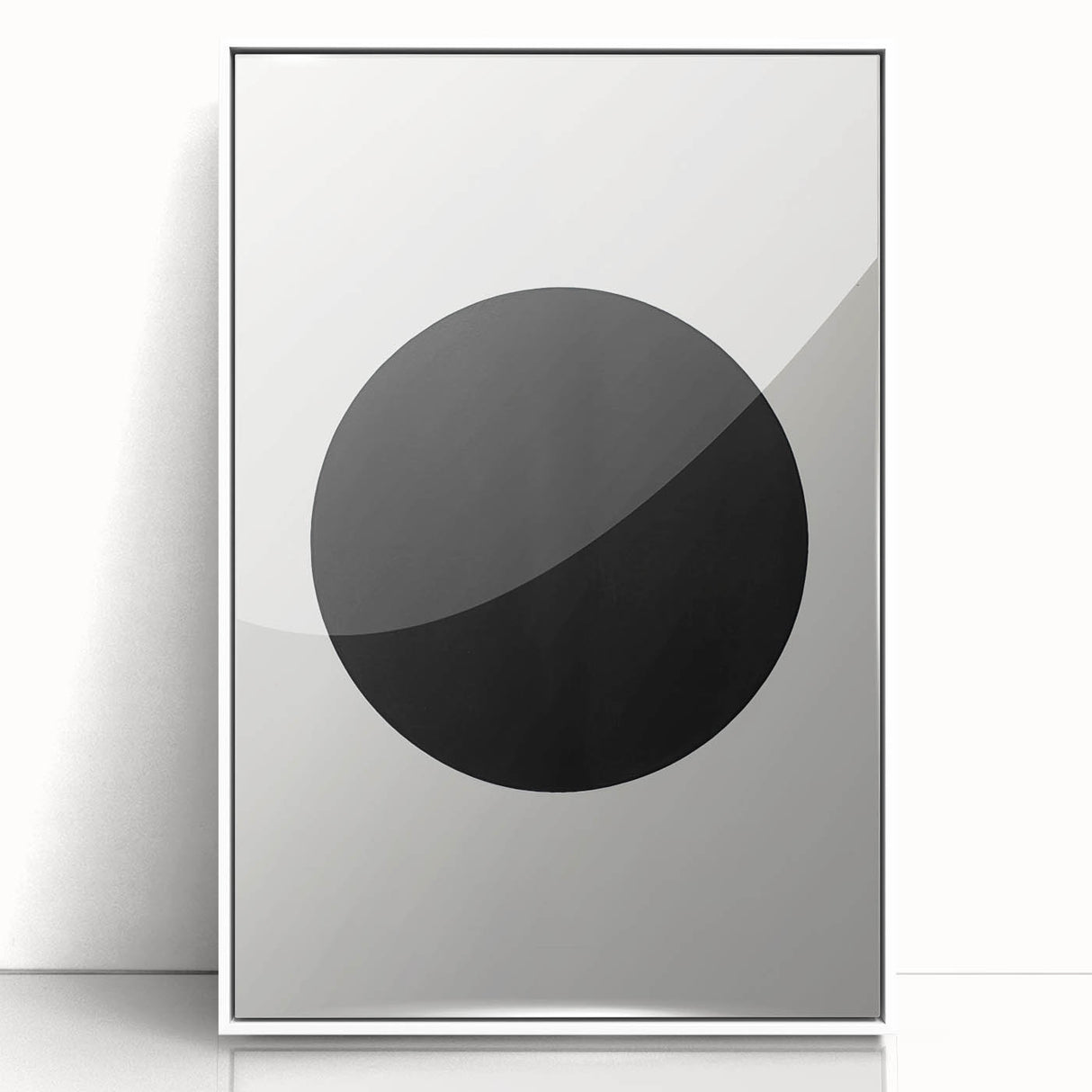 Minimalist Wall Decor – Black Circle on White Modern Abstract Canvas