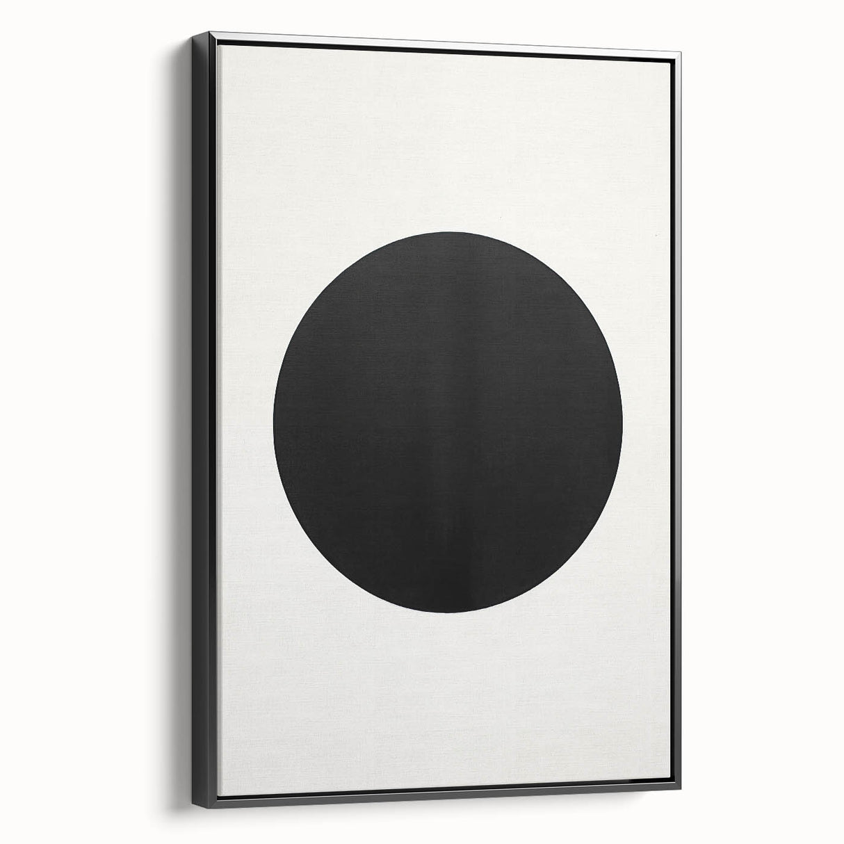 Minimalist Wall Decor – Black Circle on White Modern Abstract Canvas