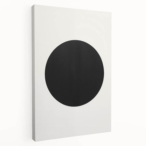 Minimalist Wall Decor – Black Circle on White Modern Abstract Canvas