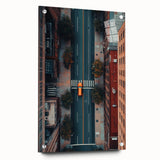 Urban Scenery Wall Art – Aerial City Taxi Street Canvas Print