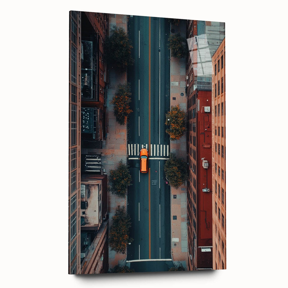 Urban Scenery Wall Art – Aerial City Taxi Street Canvas Print