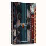 Urban Scenery Wall Art – Aerial City Taxi Street Canvas Print