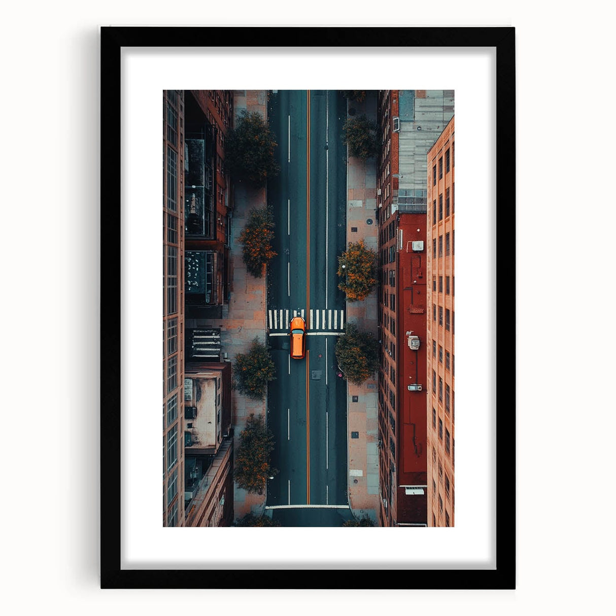 Urban Scenery Wall Art – Aerial City Taxi Street Canvas Print