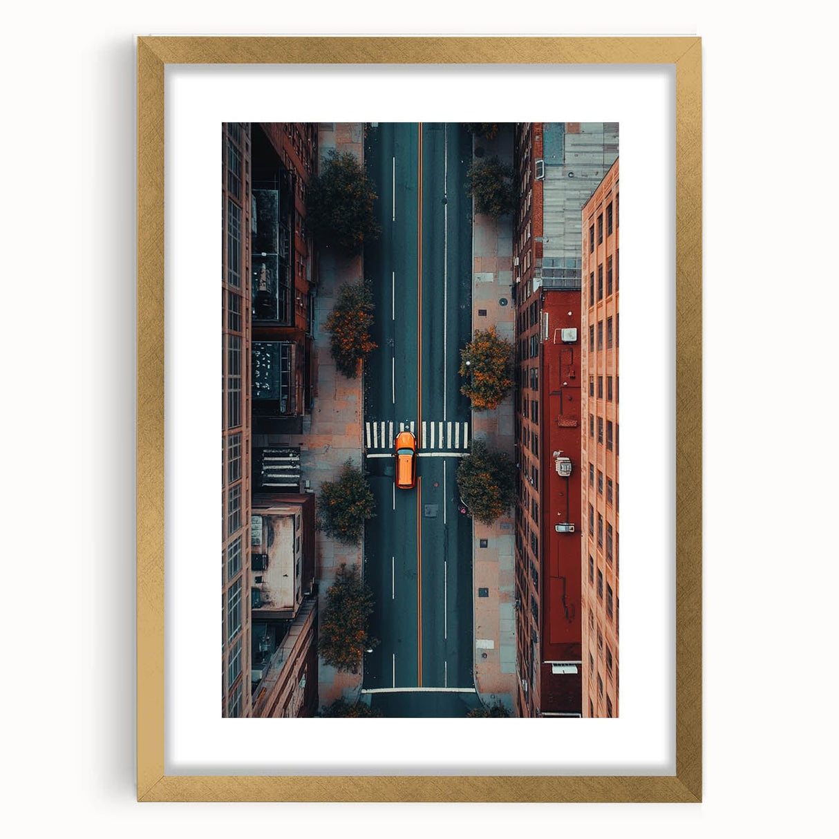 Urban Scenery Wall Art – Aerial City Taxi Street Canvas Print