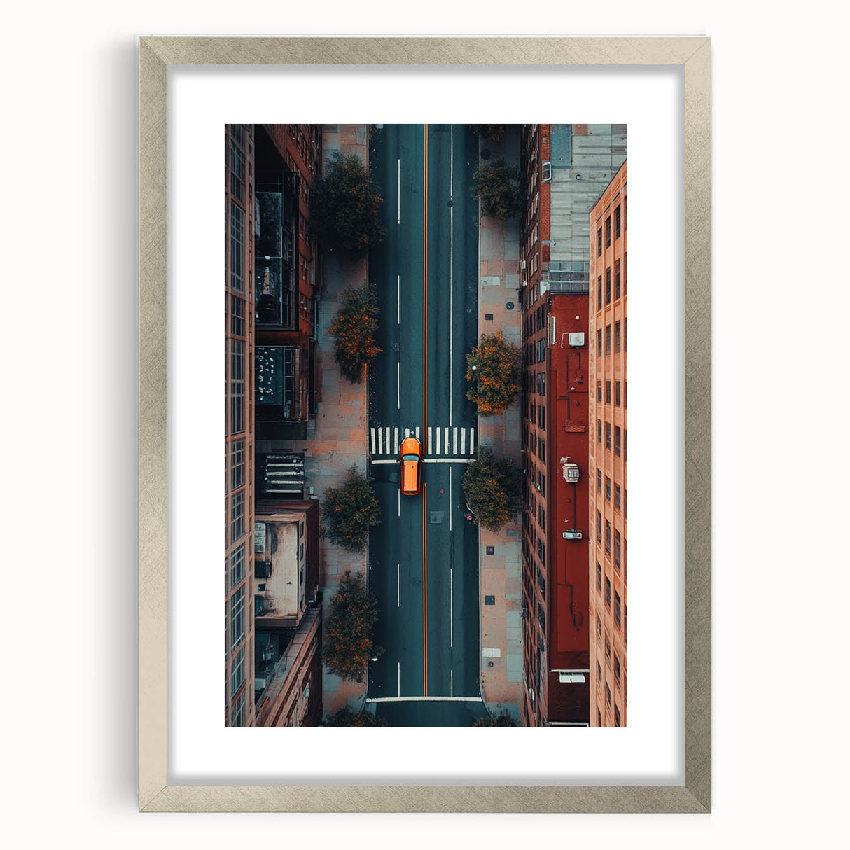 Urban Scenery Wall Art – Aerial City Taxi Street Canvas Print
