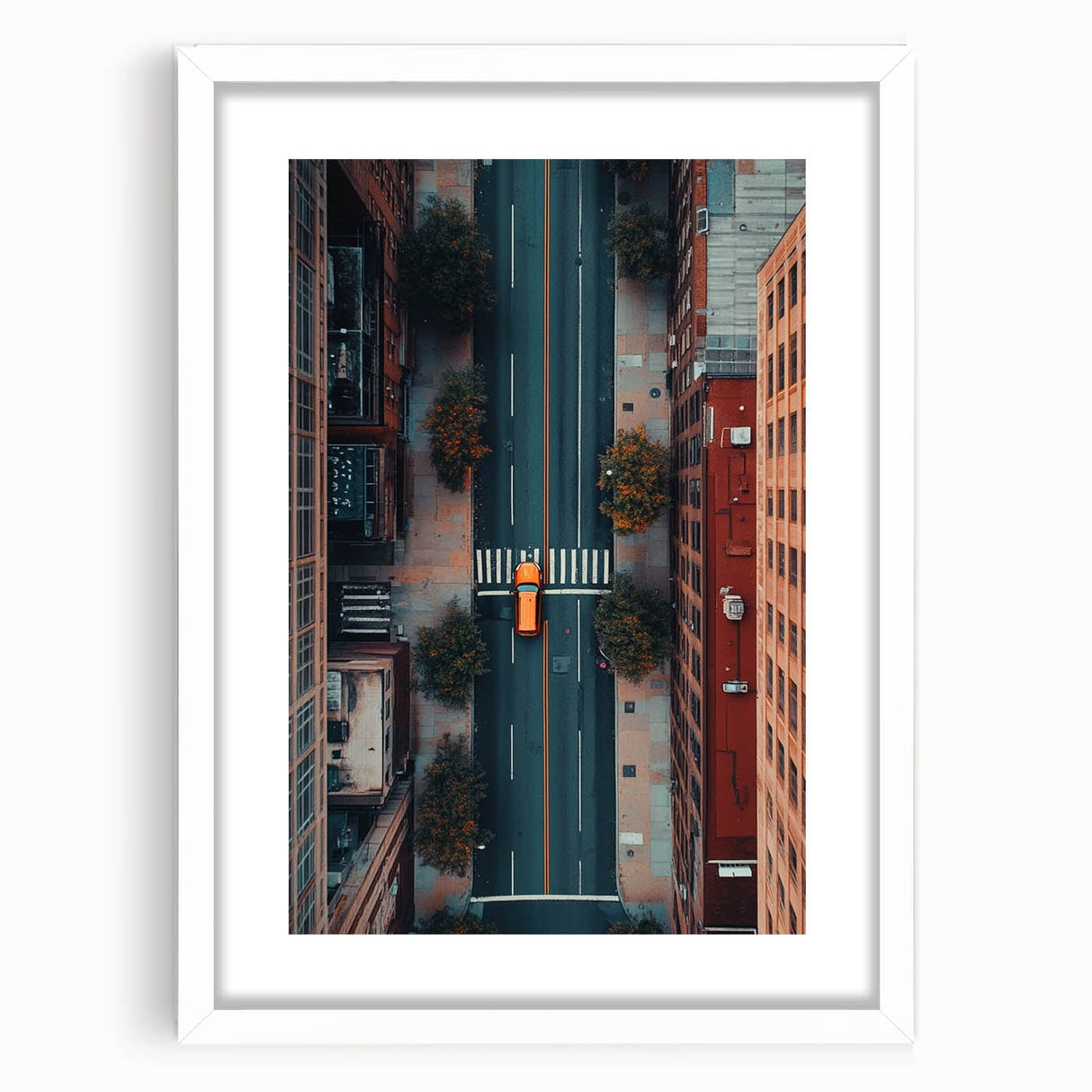 Urban Scenery Wall Art – Aerial City Taxi Street Canvas Print
