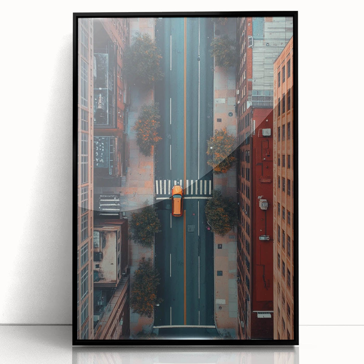 Urban Scenery Wall Art – Aerial City Taxi Street Canvas Print