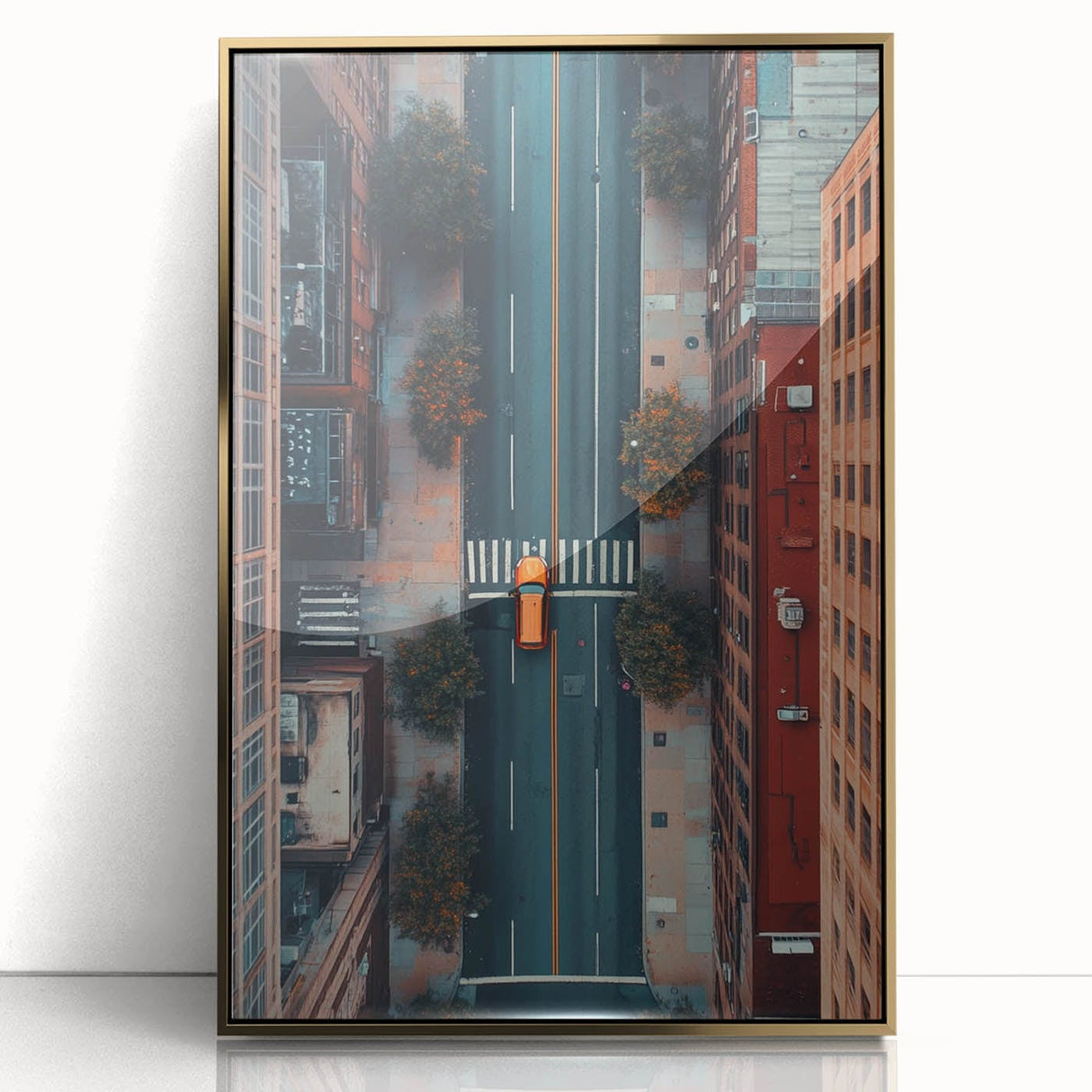 Urban Scenery Wall Art – Aerial City Taxi Street Canvas Print