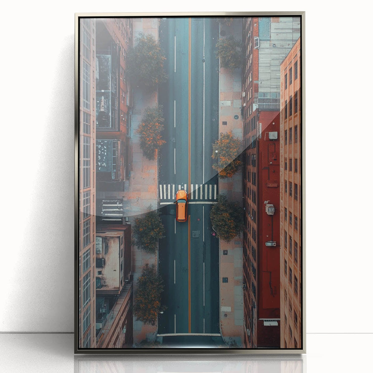 Urban Scenery Wall Art – Aerial City Taxi Street Canvas Print