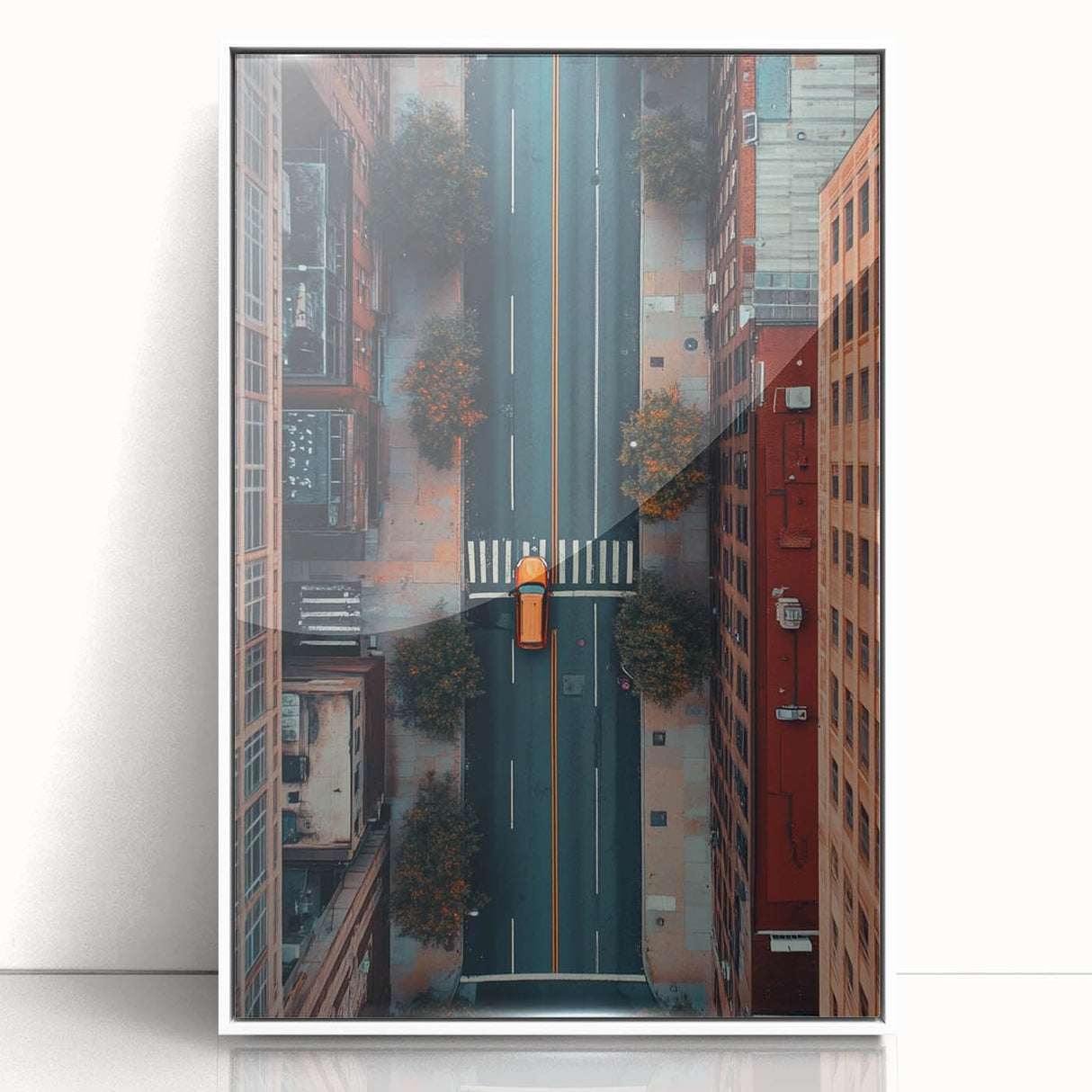 Urban Scenery Wall Art – Aerial City Taxi Street Canvas Print