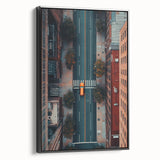Urban Scenery Wall Art – Aerial City Taxi Street Canvas Print