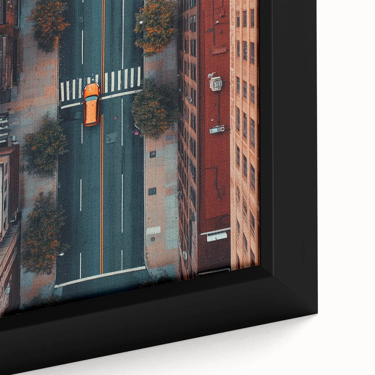 Urban Scenery Wall Art – Aerial City Taxi Street Canvas Print