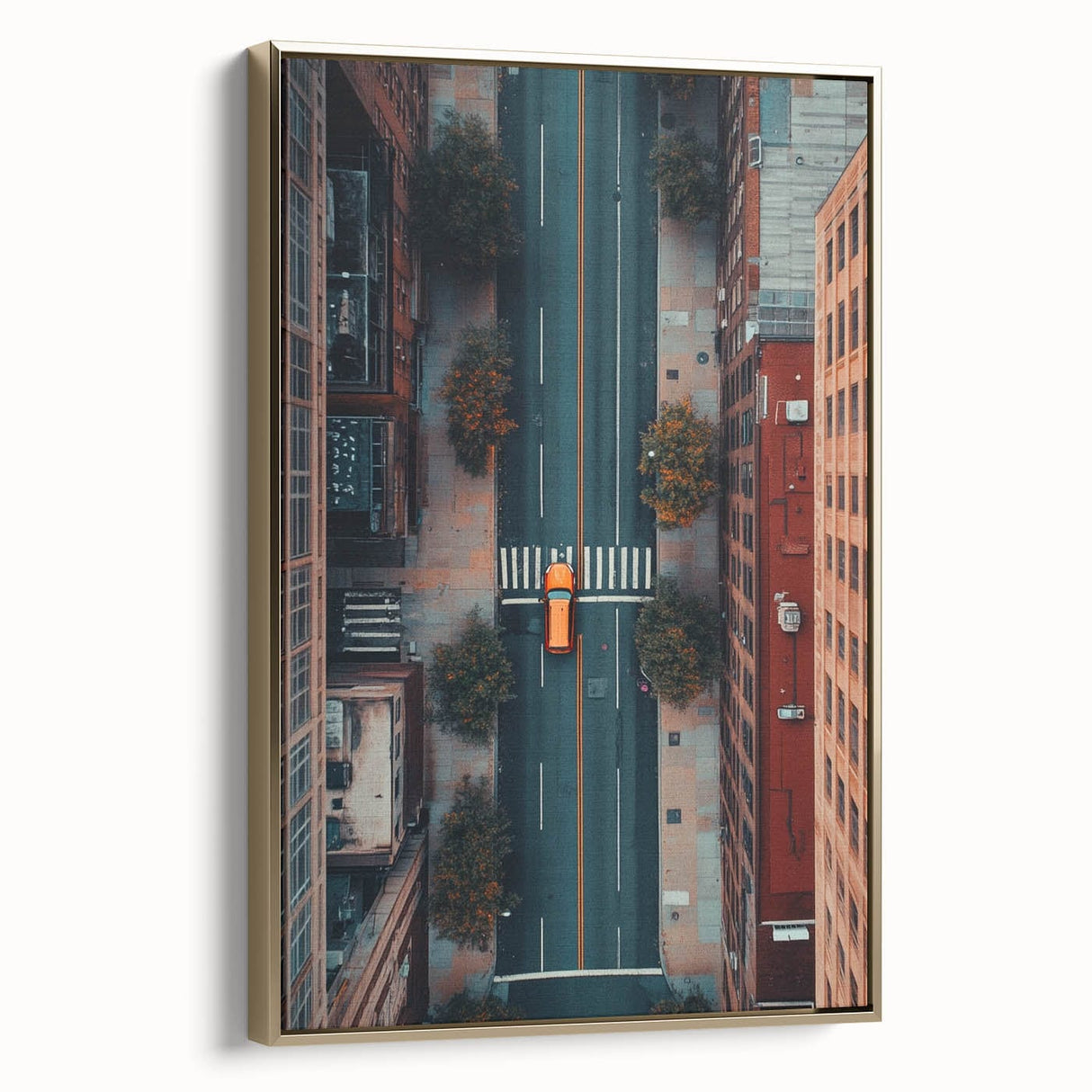 Urban Scenery Wall Art – Aerial City Taxi Street Canvas Print
