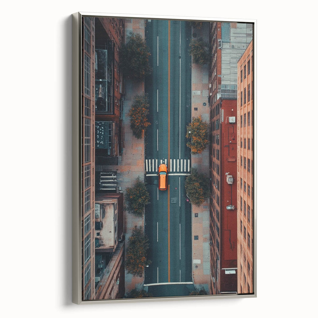 Urban Scenery Wall Art – Aerial City Taxi Street Canvas Print