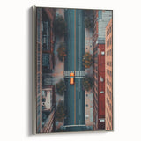 Urban Scenery Wall Art – Aerial City Taxi Street Canvas Print