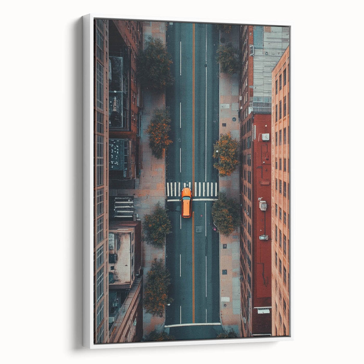 Urban Scenery Wall Art – Aerial City Taxi Street Canvas Print