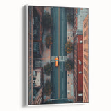 Urban Scenery Wall Art – Aerial City Taxi Street Canvas Print
