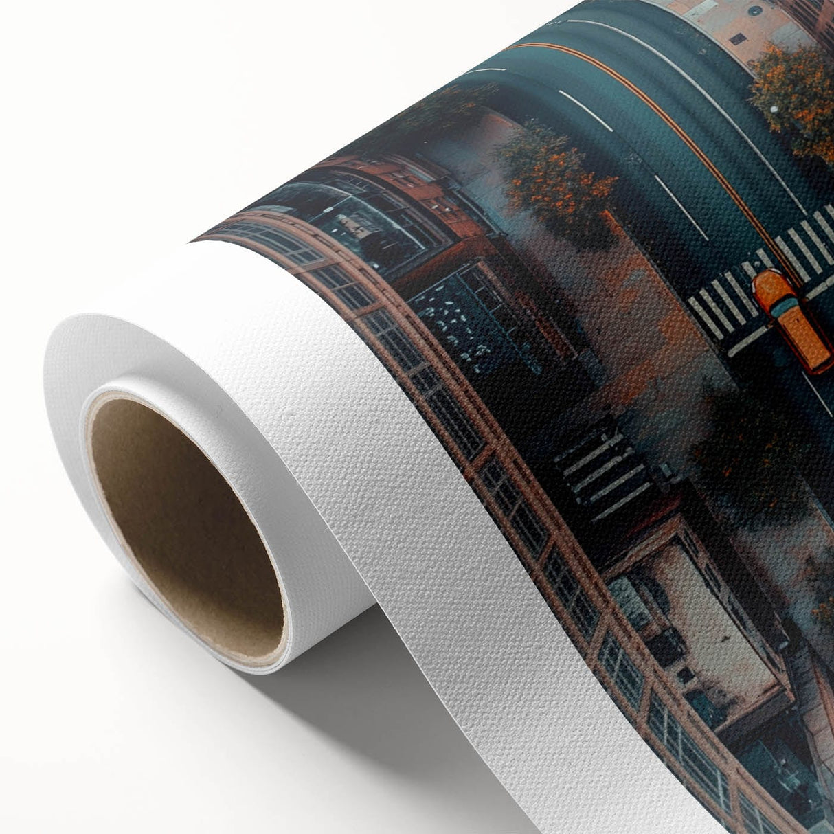 Urban Scenery Wall Art – Aerial City Taxi Street Canvas Print
