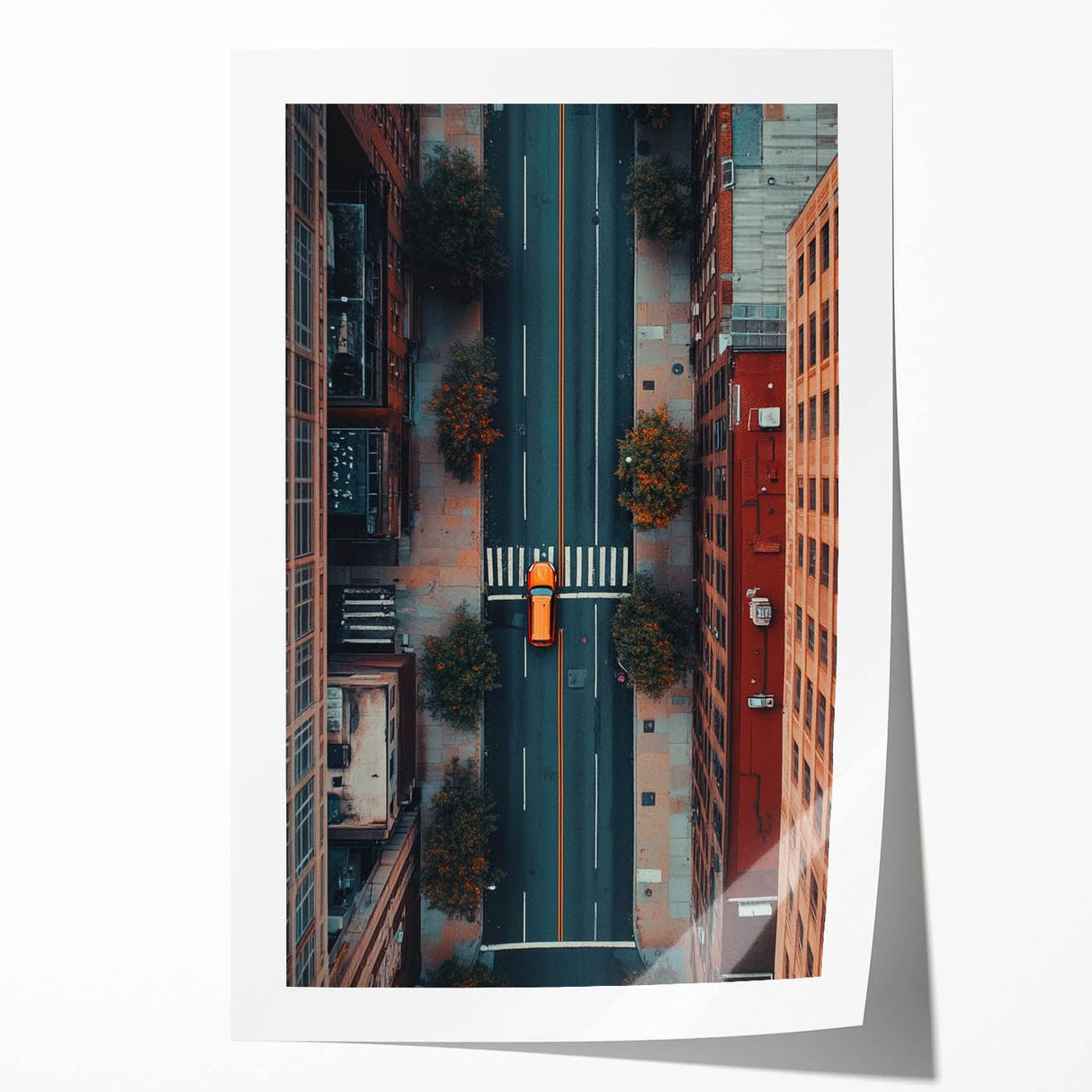 Urban Scenery Wall Art – Aerial City Taxi Street Canvas Print