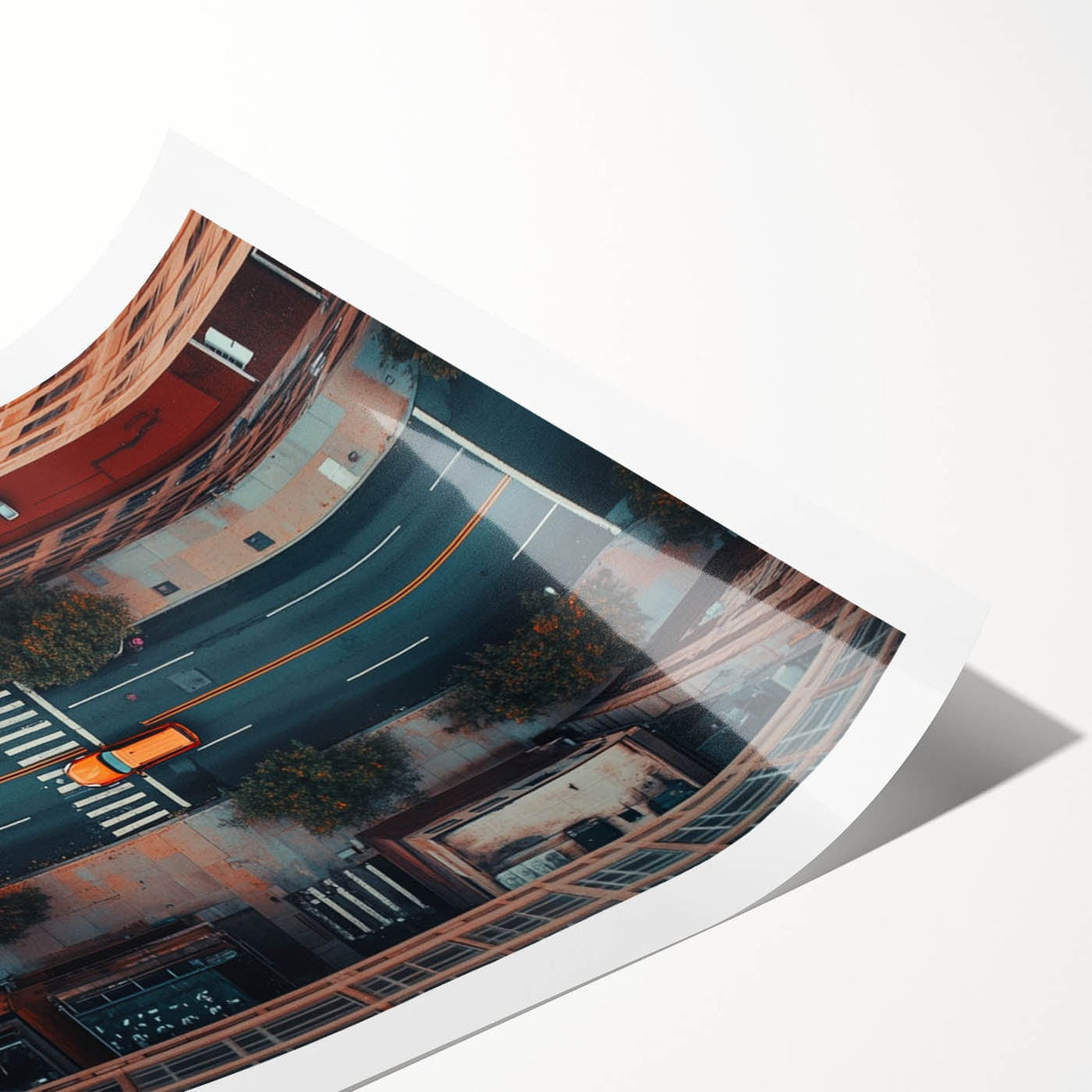 Urban Scenery Wall Art – Aerial City Taxi Street Canvas Print