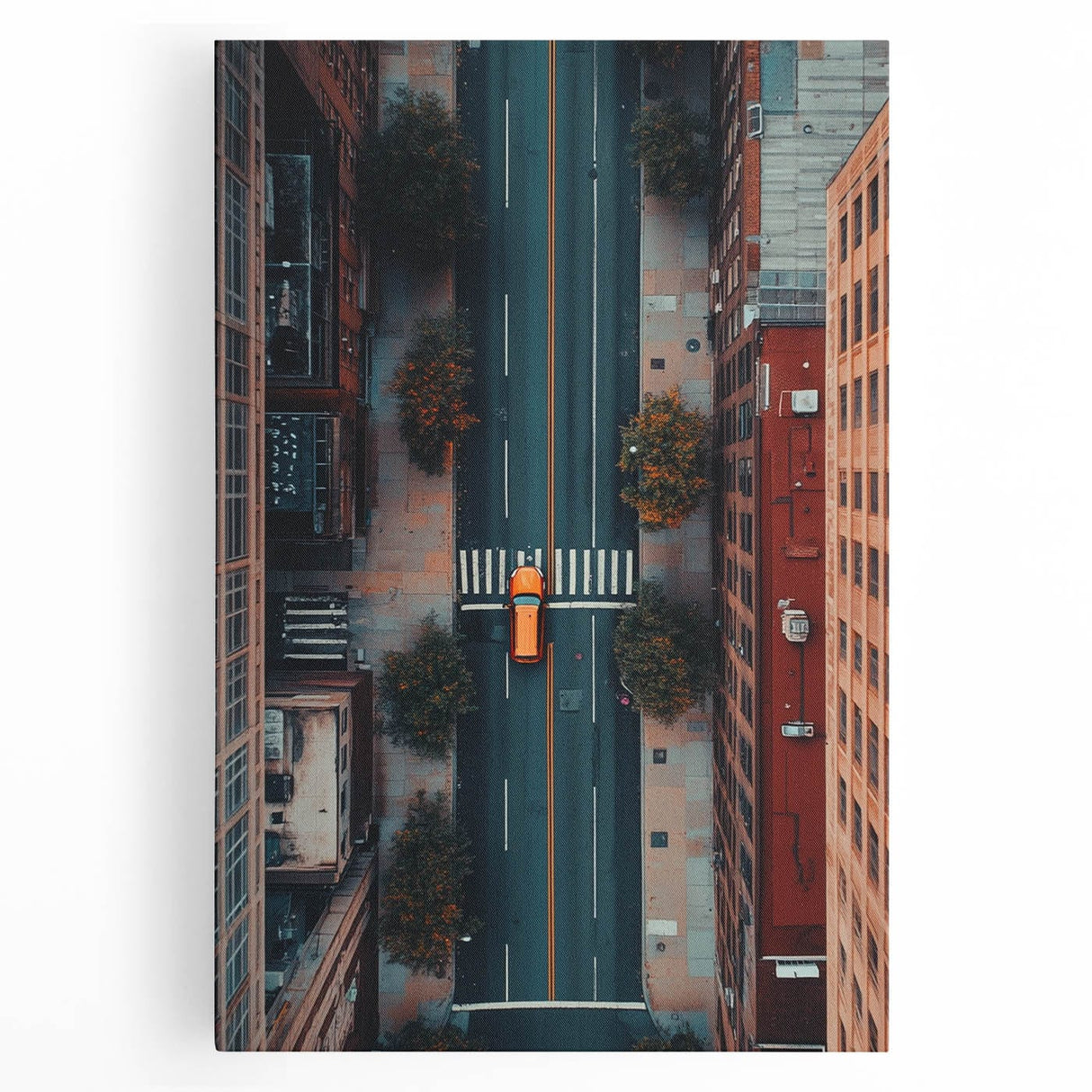 Urban Scenery Wall Art – Aerial City Taxi Street Canvas Print