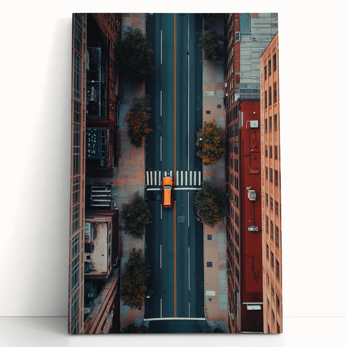 Urban Scenery Wall Art – Aerial City Taxi Street Canvas Print