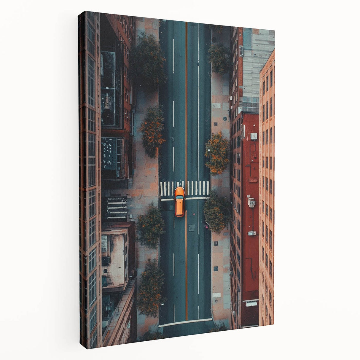 Urban Scenery Wall Art – Aerial City Taxi Street Canvas Print