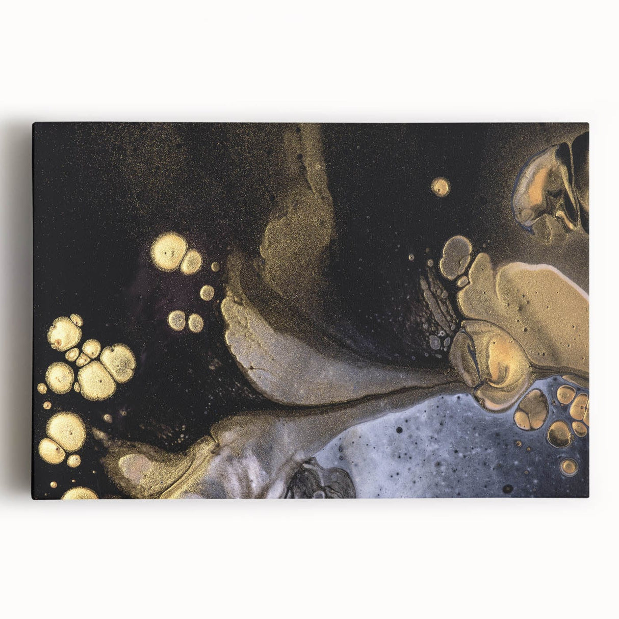 Fluid Acrylic Wall Decor – Black & Gold Luxury Abstract