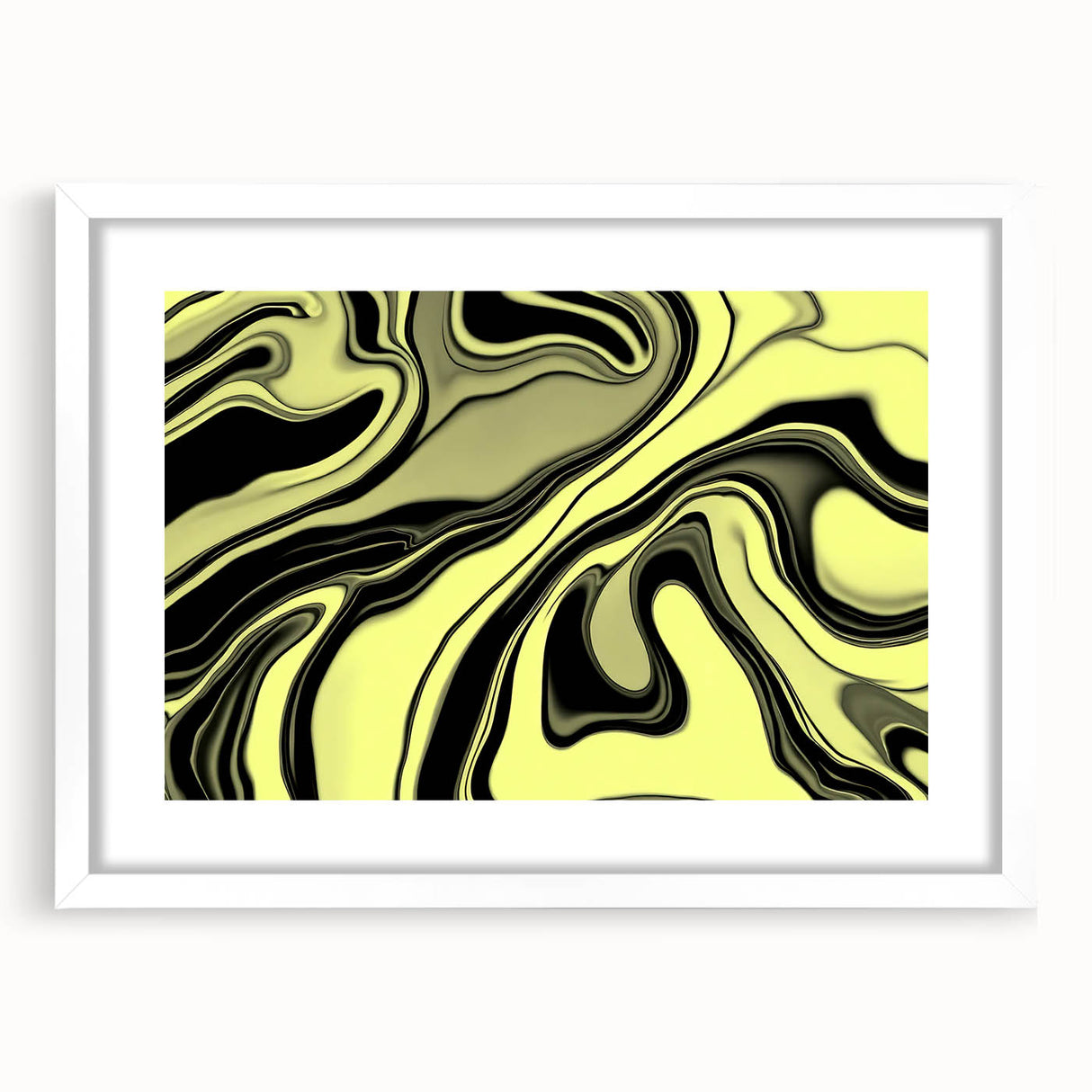 Colorful Abstract Wall Hangings – Lime Green & Black Marble Flow