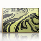 Colorful Abstract Wall Hangings – Lime Green & Black Marble Flow