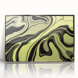Colorful Abstract Wall Hangings – Lime Green & Black Marble Flow