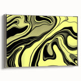 Colorful Abstract Wall Hangings – Lime Green & Black Marble Flow