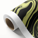 Colorful Abstract Wall Hangings – Lime Green & Black Marble Flow