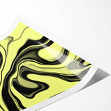 Colorful Abstract Wall Hangings – Lime Green & Black Marble Flow