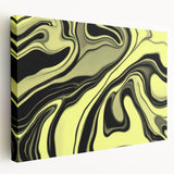 Colorful Abstract Wall Hangings – Lime Green & Black Marble Flow