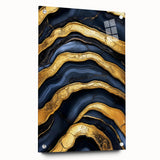 High-End Abstract Wall Decor – Navy Blue & Gold Luxury Print