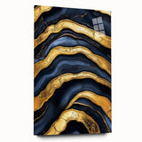 High-End Abstract Wall Decor – Navy Blue & Gold Luxury Print