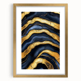High-End Abstract Wall Decor – Navy Blue & Gold Luxury Print