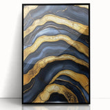 High-End Abstract Wall Decor – Navy Blue & Gold Luxury Print