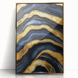 High-End Abstract Wall Decor – Navy Blue & Gold Luxury Print