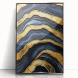 High-End Abstract Wall Decor – Navy Blue & Gold Luxury Print