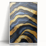 High-End Abstract Wall Decor – Navy Blue & Gold Luxury Print