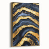 High-End Abstract Wall Decor – Navy Blue & Gold Luxury Print