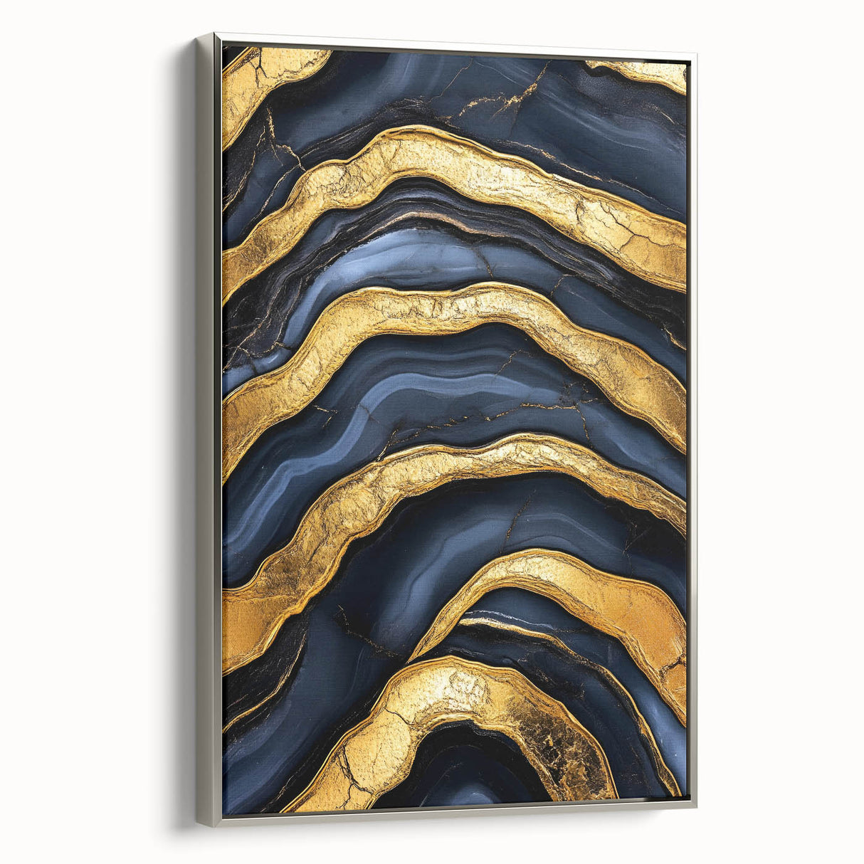 High-End Abstract Wall Decor – Navy Blue & Gold Luxury Print