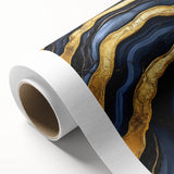 High-End Abstract Wall Decor – Navy Blue & Gold Luxury Print