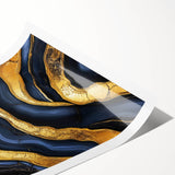 High-End Abstract Wall Decor – Navy Blue & Gold Luxury Print